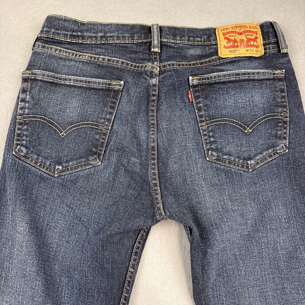 Levi's  JEANS 505 Straight Blue Denim 34/30 DARK  Wash Mid Rise
